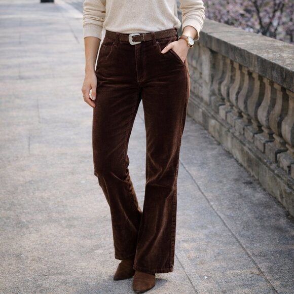 AGOLDE Women’s Brown Chocolate Velvet High Rise Bootcut Stretch Pants 30 NWT